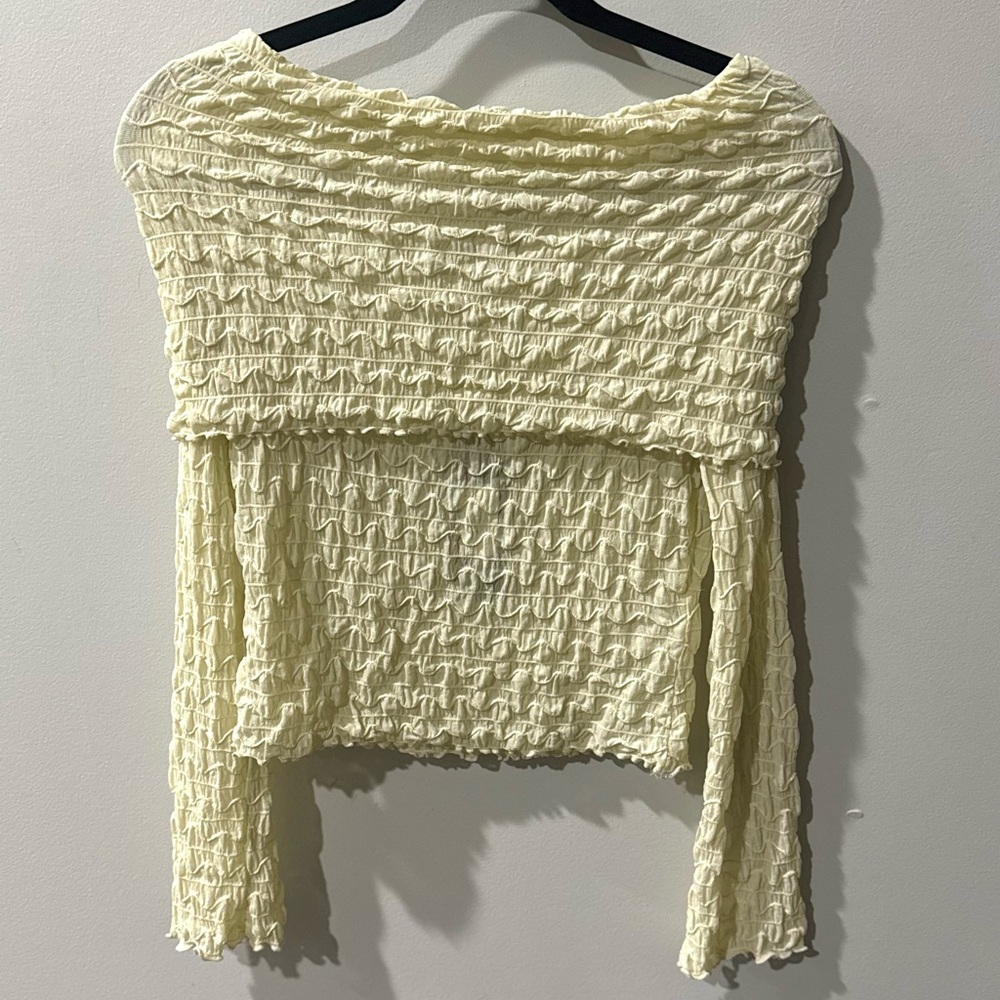 Jaded London Cream Textured Fold-Over Top